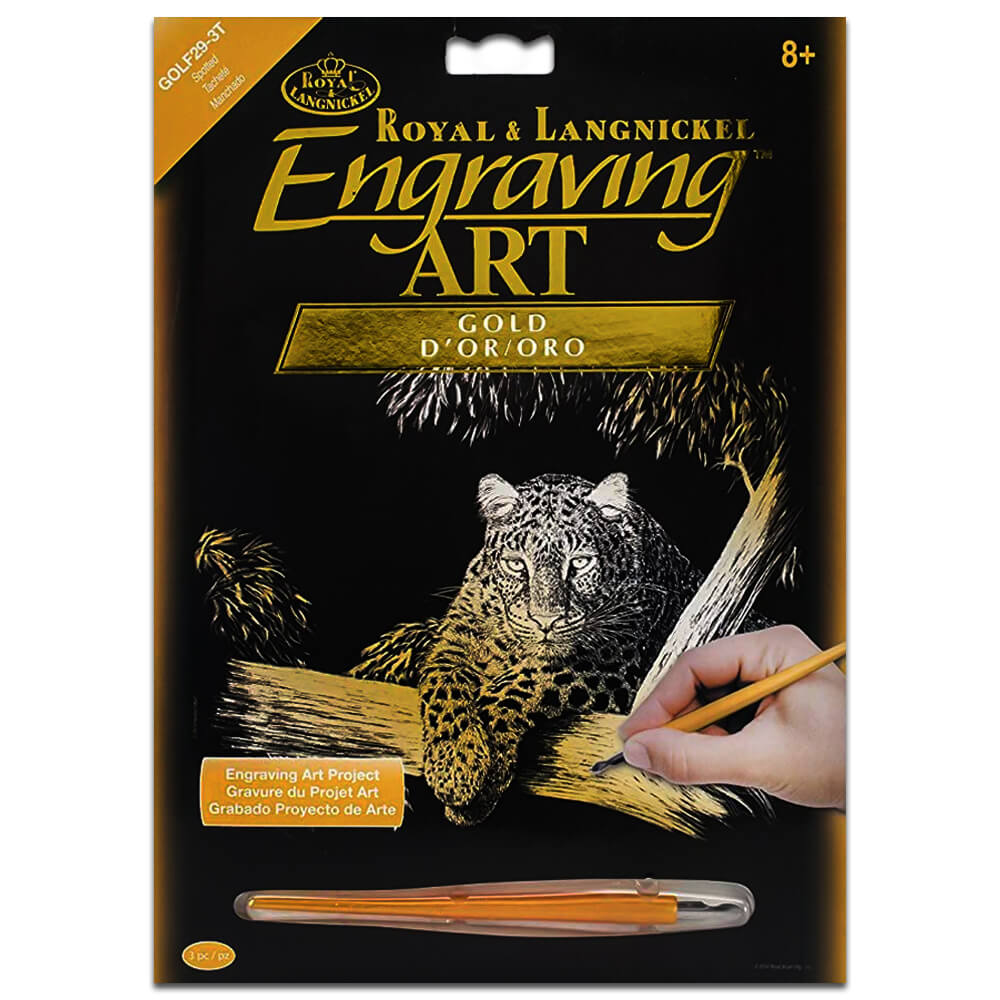 Image of A4 Gold Engraving Art Set: Leopard