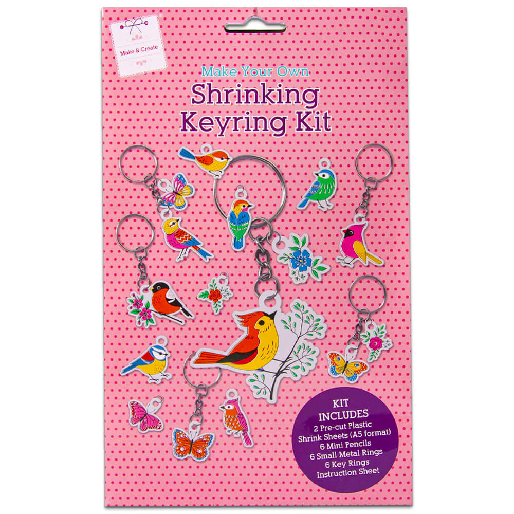 Make Your Own Shrinking Keyring Kit: Birds