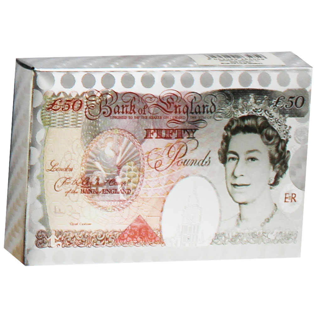 Image of Metallic 50 Pound Note Style Playing Cards - Assorted