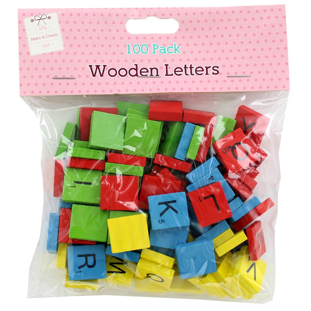 Image of Multi-Coloured Wooden Letter Tiles: Pack Of 100