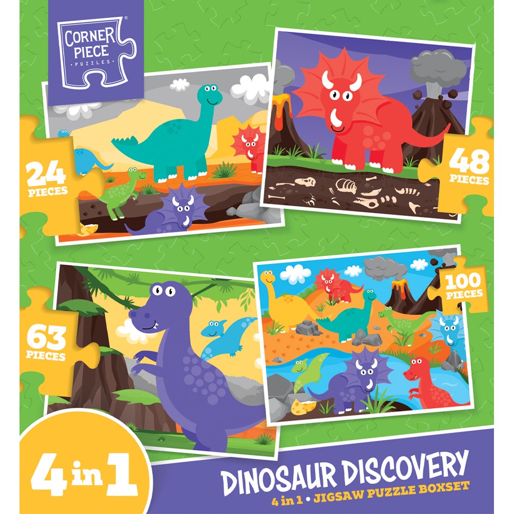 Image of Dinosaur Discovery 4-In-1 Jigsaw Puzzle Set