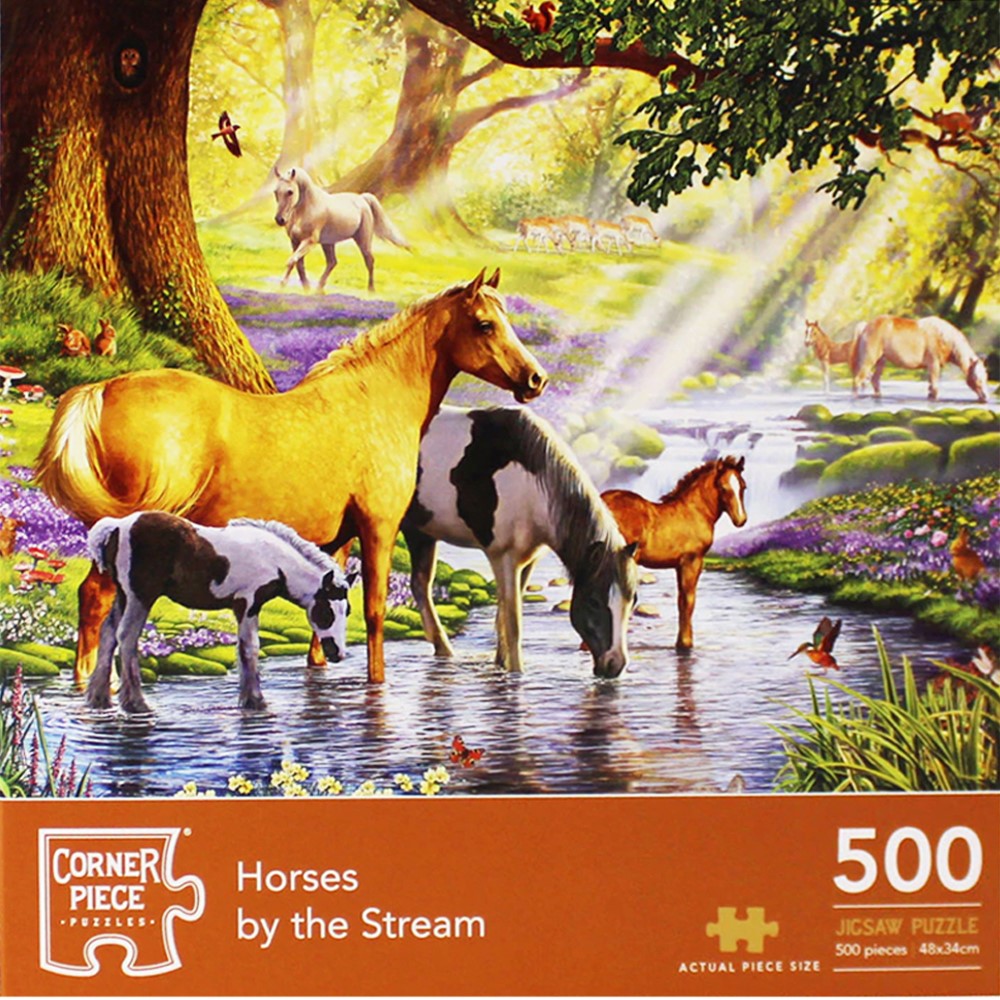 Image of Horses By The Stream 500 Piece Jigsaw Puzzle
