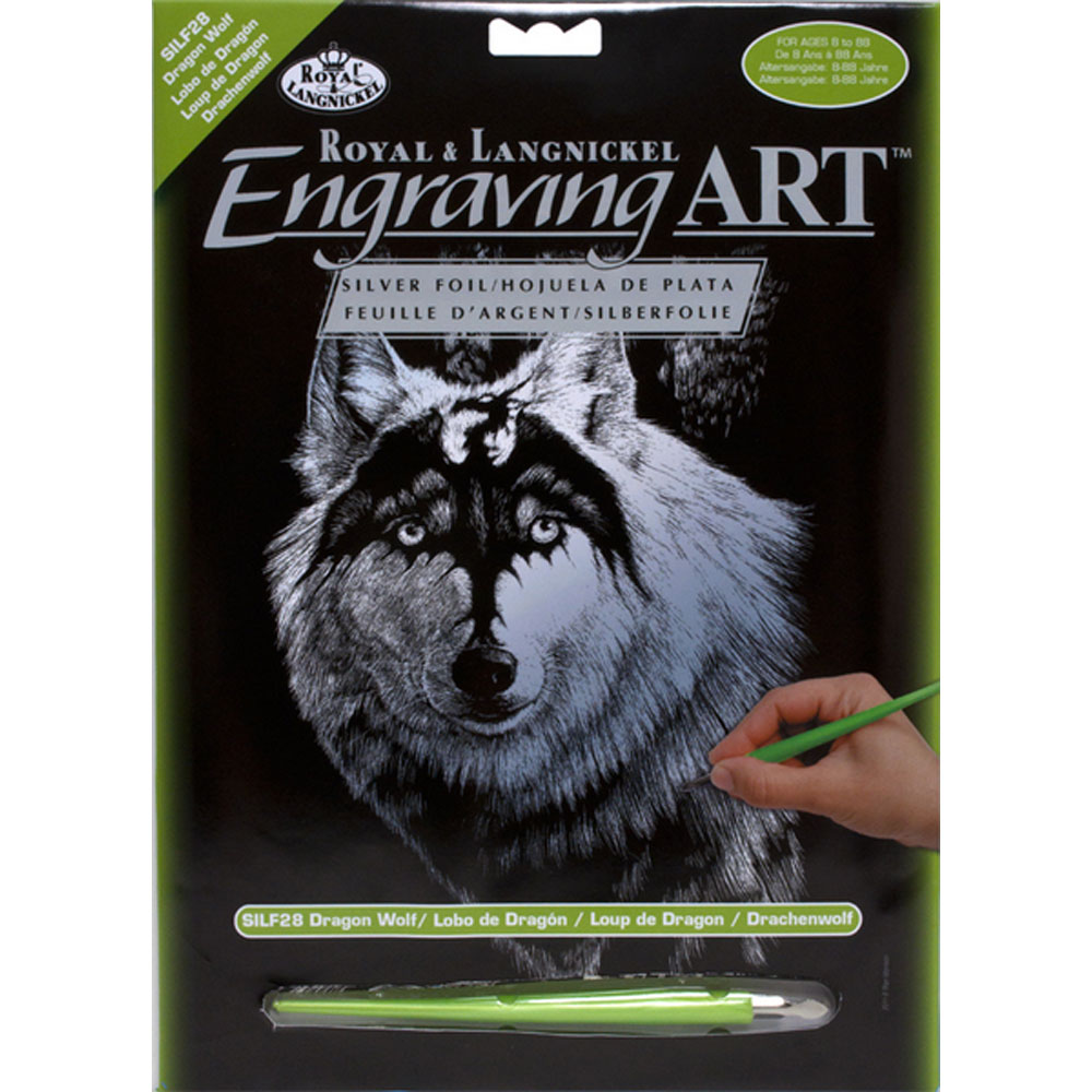 Image of Dragon Wolf Engraving Art