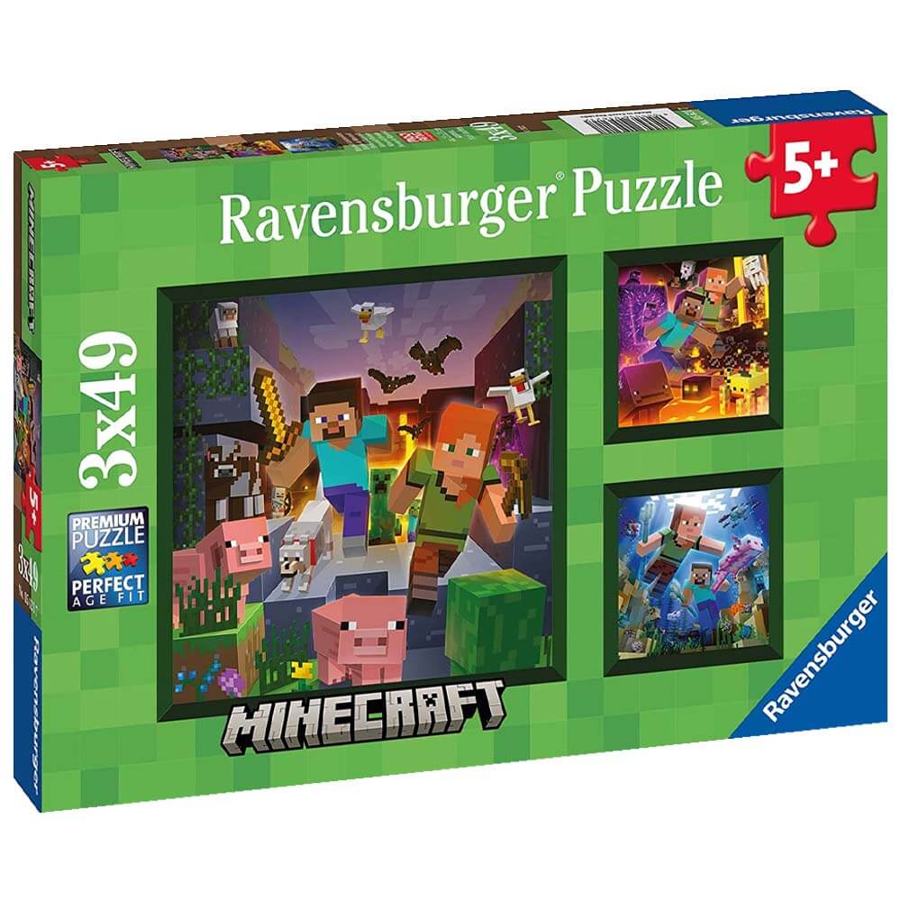 Minecraft 3 x 49 Piece Jigsaw Puzzles Minecraft 3 x 49 Piece Jigsaw Puzzles