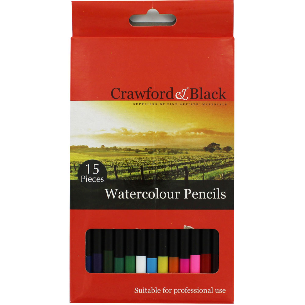 Image of Crawford And Black Artist Watercolour Pencils - Set Of 15