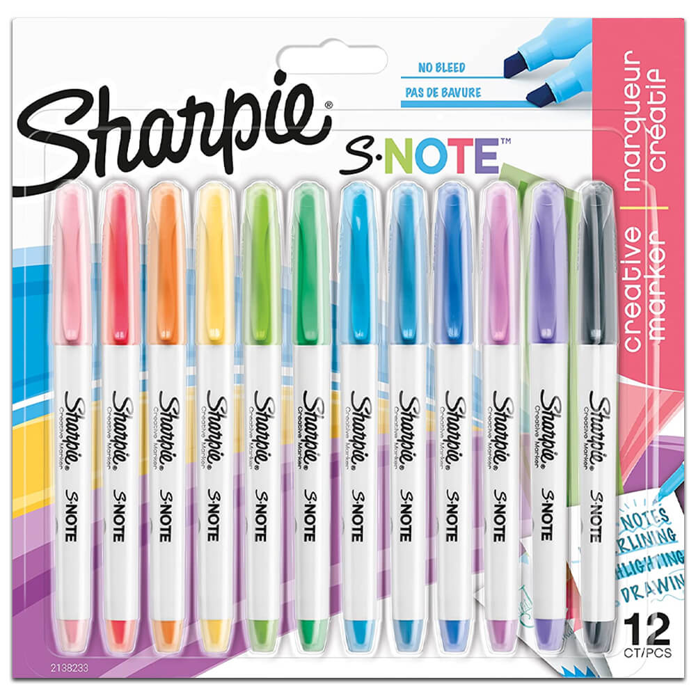 Sharpie Assorted S.Note Pens - Pack of 12 - Back To School Stationery - Marker Pens - Stationery Supplies